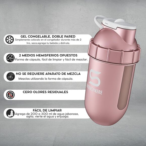NWT SHAKESPHERE unisex Protein Shaker Tumbler , rose gold -24 Oz - Picture 3 of 7